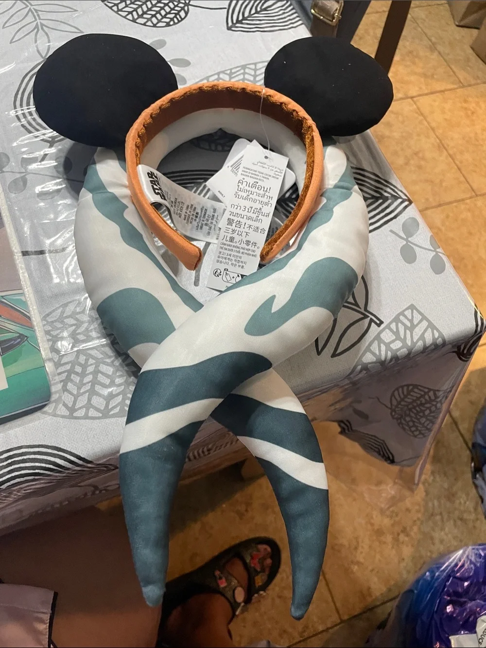 Disney Plush Ear Headband with Gold Crown — Teal & Black